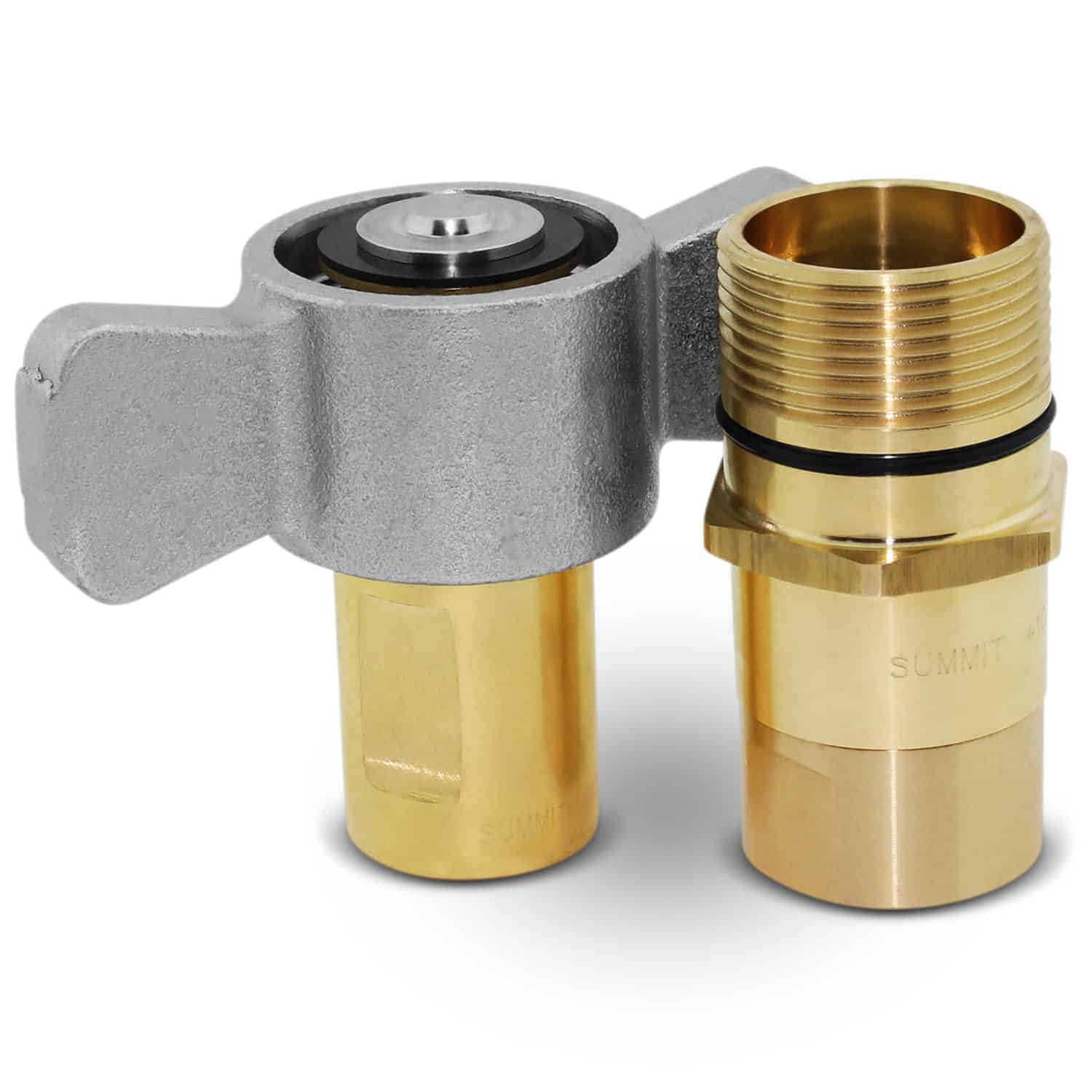 1" NPT Wet-Line Wing Nut Hydraulic Quick Disconnect Coupler Set – Brass, Left Hand Thread