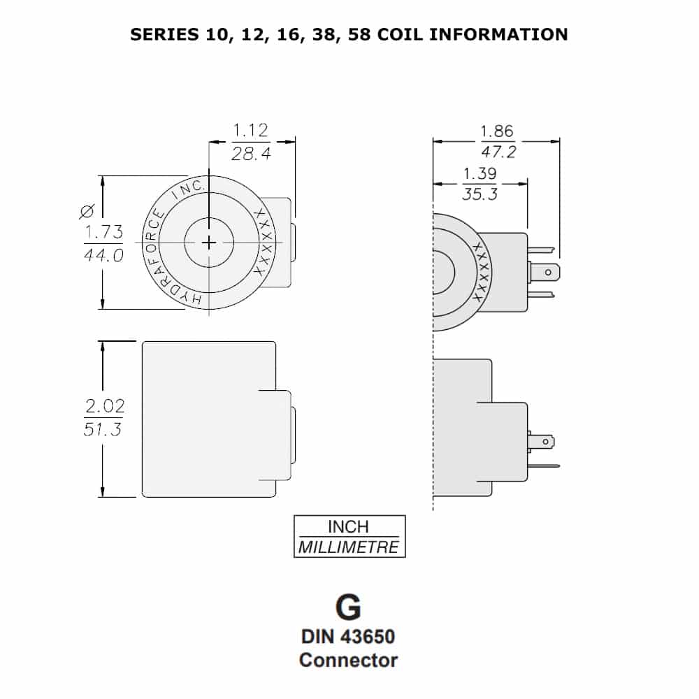 12-V-Magnetventilspule 6306012 3-poliger DIN-Stecker DC Größe 08 für  HydraForce-Vorbauserie 08 80 88 98 – Fab Heavy Parts