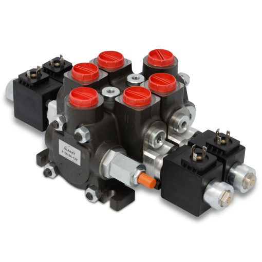 Hydraulic Solenoid Directional Control Valve, Double Acting, 2 Spool, 27 GPM, 12v