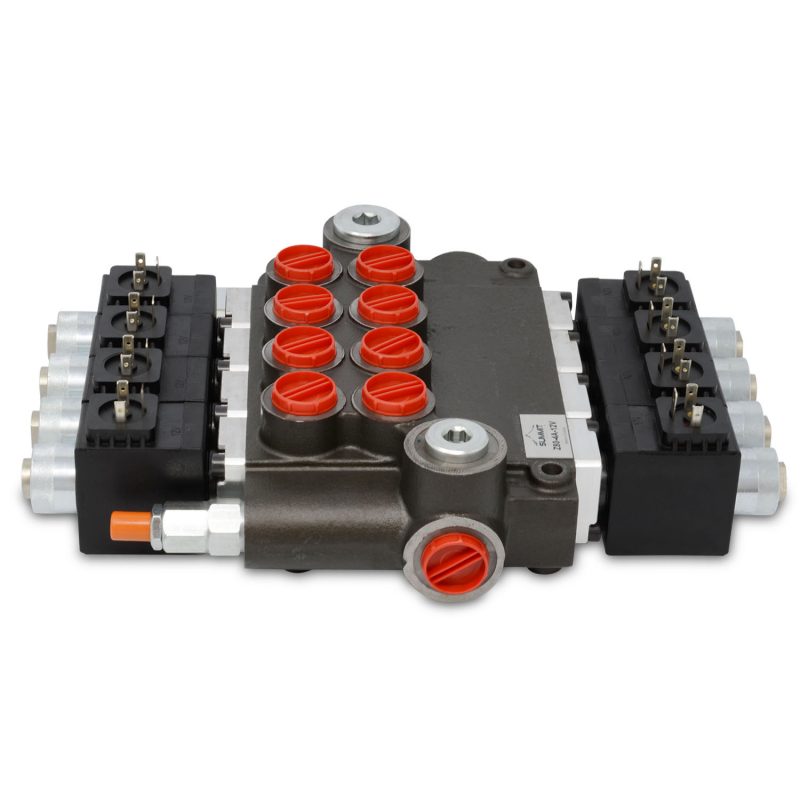 Hydraulic Monoblock Solenoid Directional Control Valve, 4 Spool, 21 GPM