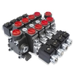 Hydraulic Solenoid Directional Control Valve, Double Acting, 4 Spool, 27 GPM, 12v