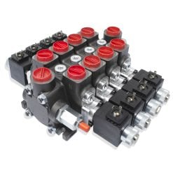 Hydraulic Solenoid Directional Control Valve, Double Acting, 4 Spool, 27 GPM, 12v