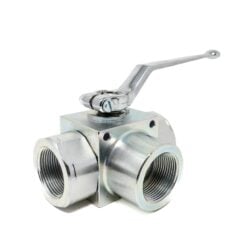 Gemels® 3 Way Ball Valve, Block Style, 1-1/4" NPT Reduced Ports