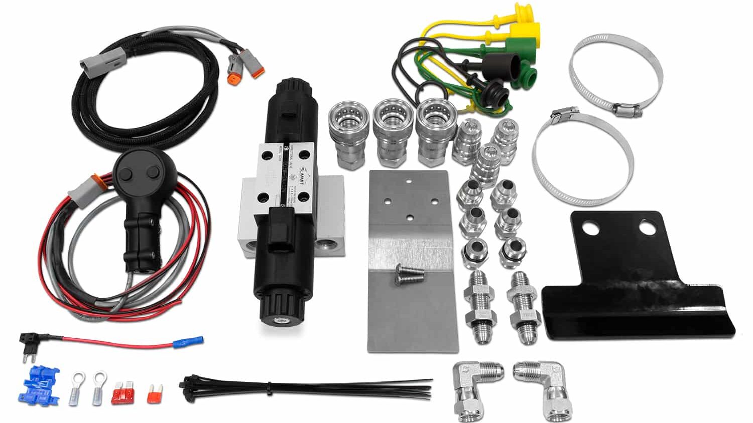Componentes del kit de tercera función universal de Summit Hydraulics