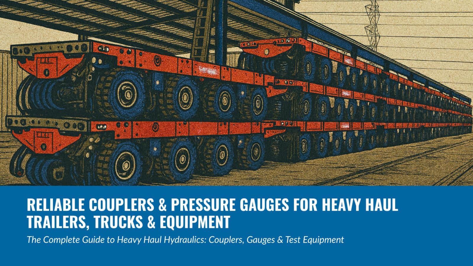 Side view of a red Heavy Haul SPMT machine illustration